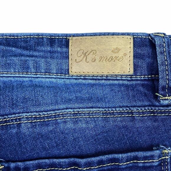 K's More Stretch High Rise Denim Skinny Blue Jeans Raw Hem Size 5 - Picture 10 of 12
